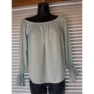 Baby Blue Off-Shoulder Peasant Blouse